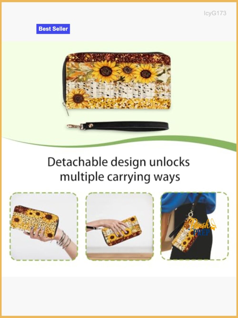 Leopard Print Wallet with Wristlet, Card Slots & Phone Holder - Picture 6 of 7